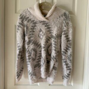 Lauren Michelle Fuzzy Patterned Cowl Neck Sweater – Size M